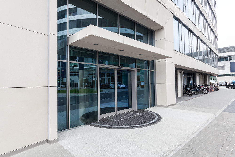 Door of a new contemporary office building Door of a new contemporary office building